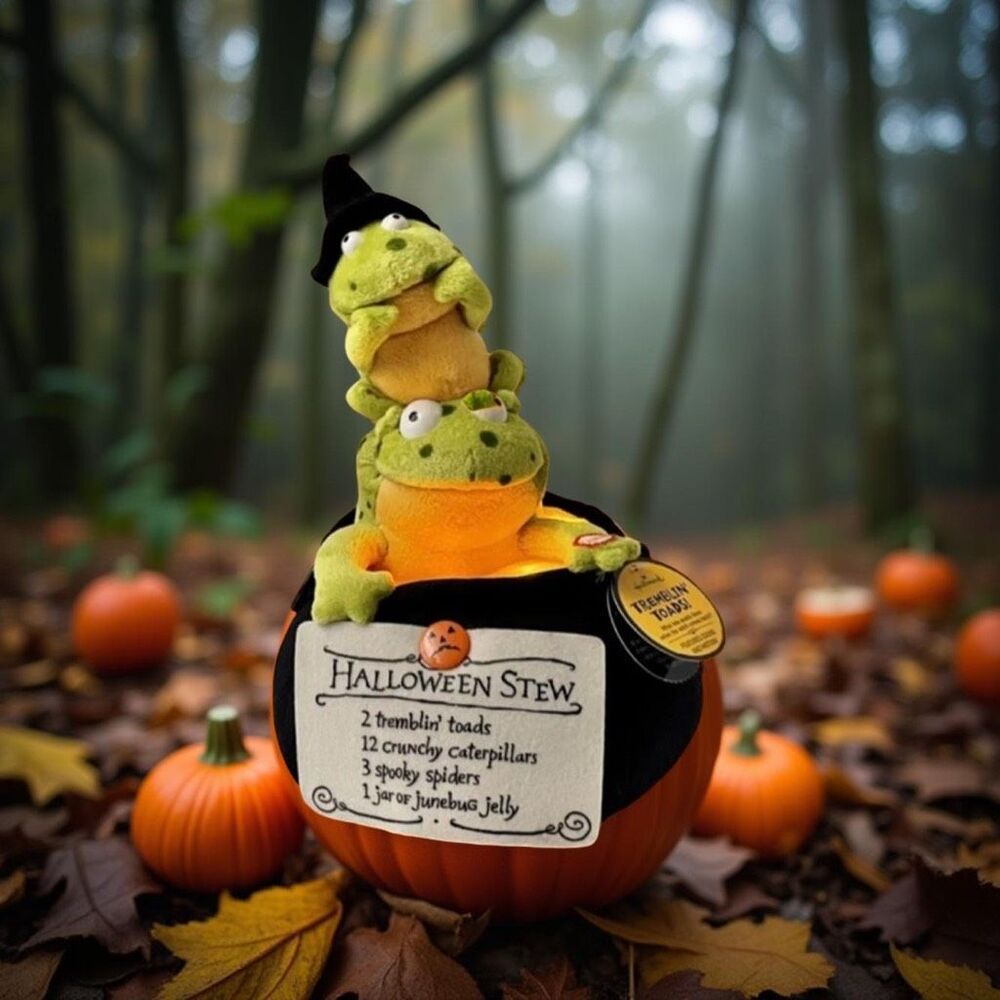 2008 Hallmark Tremblin' Toads Cauldron 12" Animated Halloween Prop with Tags